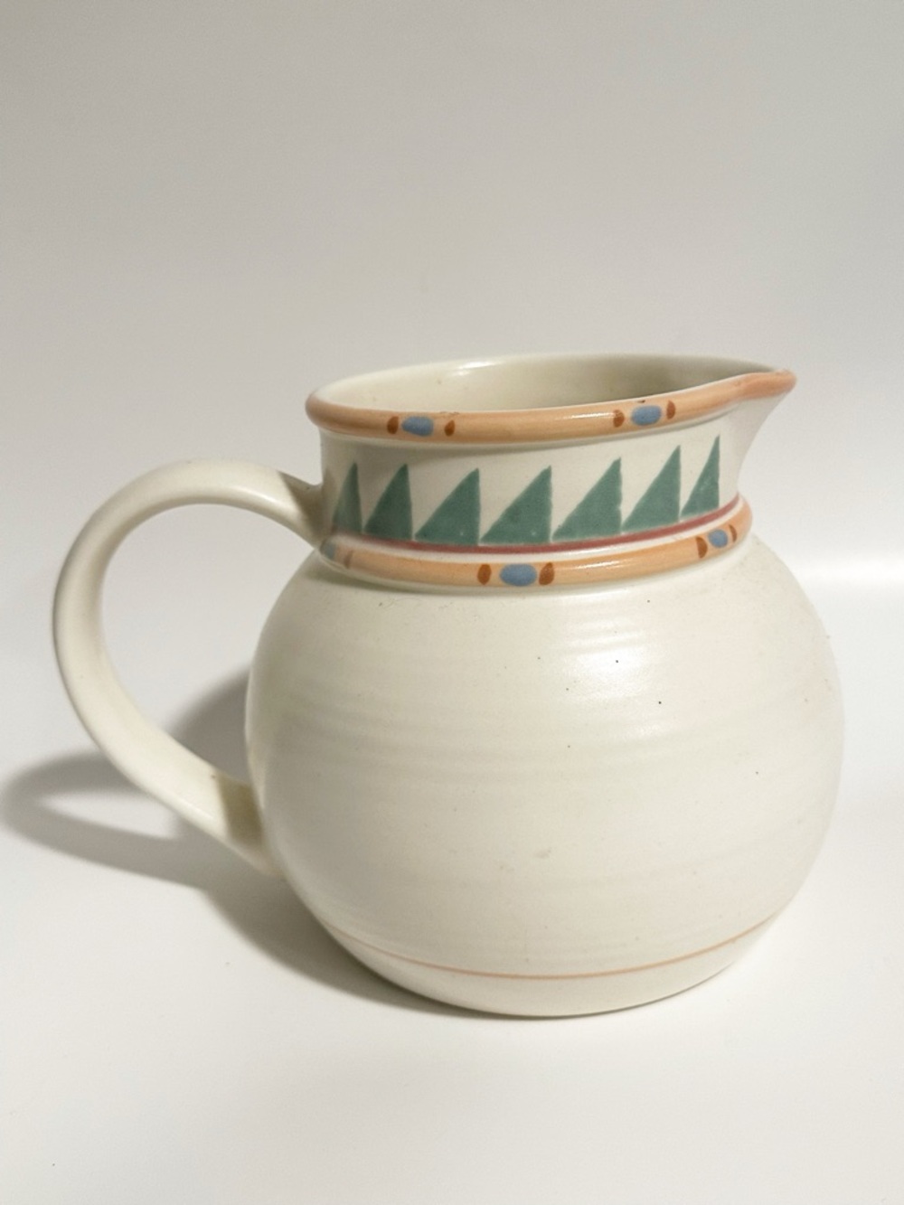 Taos Pottery Southwest Ceramic Pitcher Cream Orange Red Chili Peppers Southwest - Picture 6 of 6
